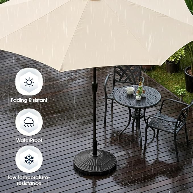wikiwiki 80 Lbs HDPE Round Patio Umbrella Base, Weighted Umbrella Stands Fits 1.5-1.9in Poles for Garden, Lawn, Deck, Backyard & Pool, Black