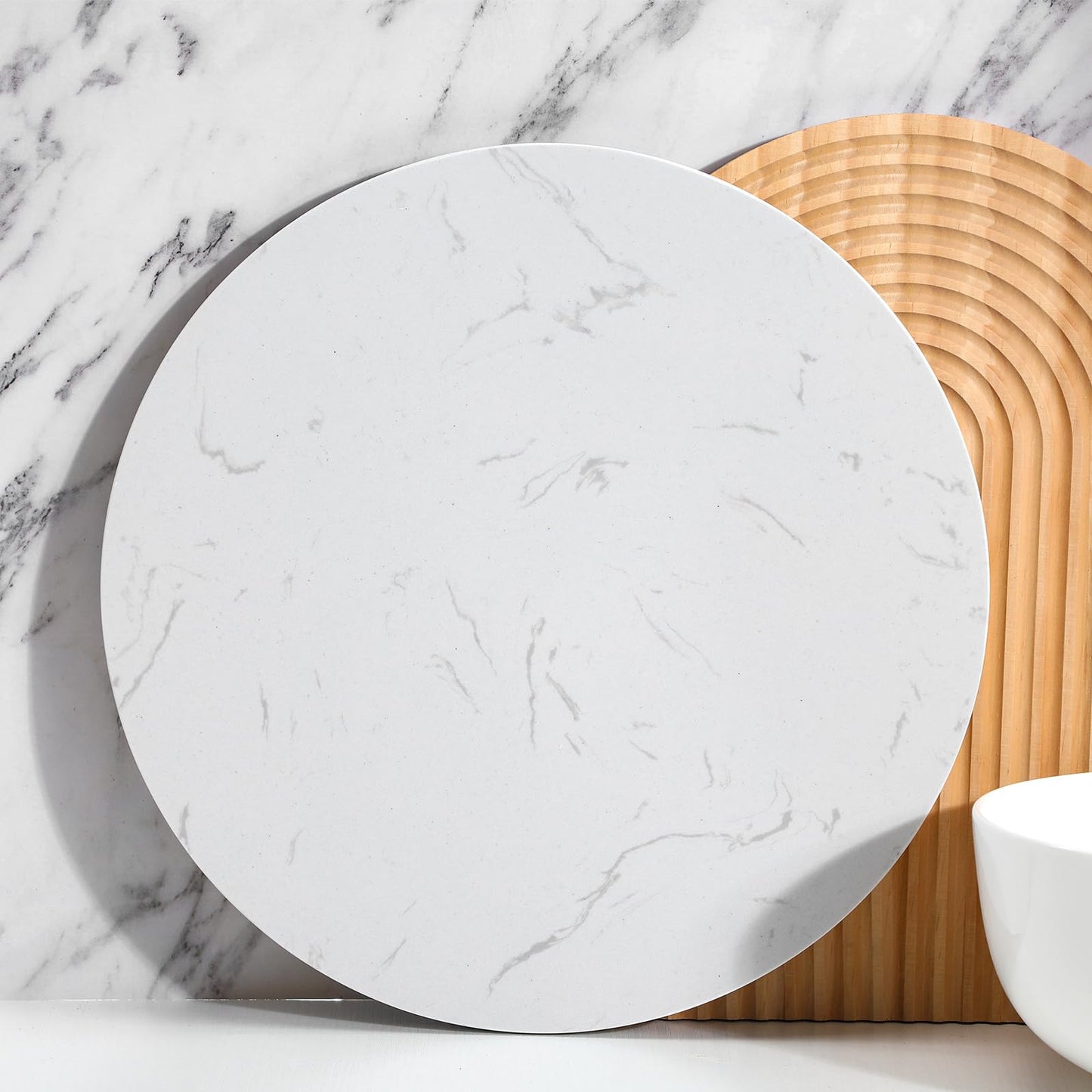 Reallnaive Round Marble Cheese Board 11.8 Inch Charcuterie Cutting Tray Marble Serving Decorative for Decoration Charcuterie Kitchen