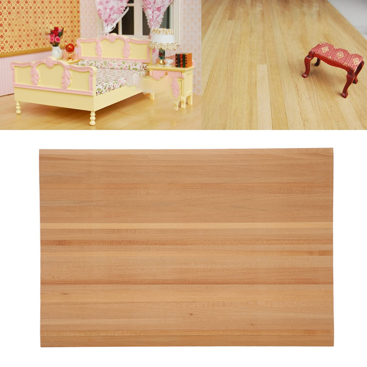 1:12 Dollhouse Wood Floorboard, Miniature Wooden Flooring Decoration Accessory for Dollhouse Interior Layout