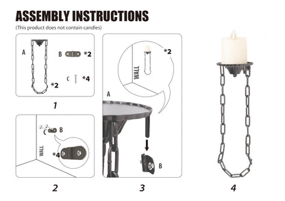 Candle Sconce(Set of 2)-Medieval Metal Wall Decorations-Gothic Retro Chain Wall Candle Sconces-Black Wall Sconces