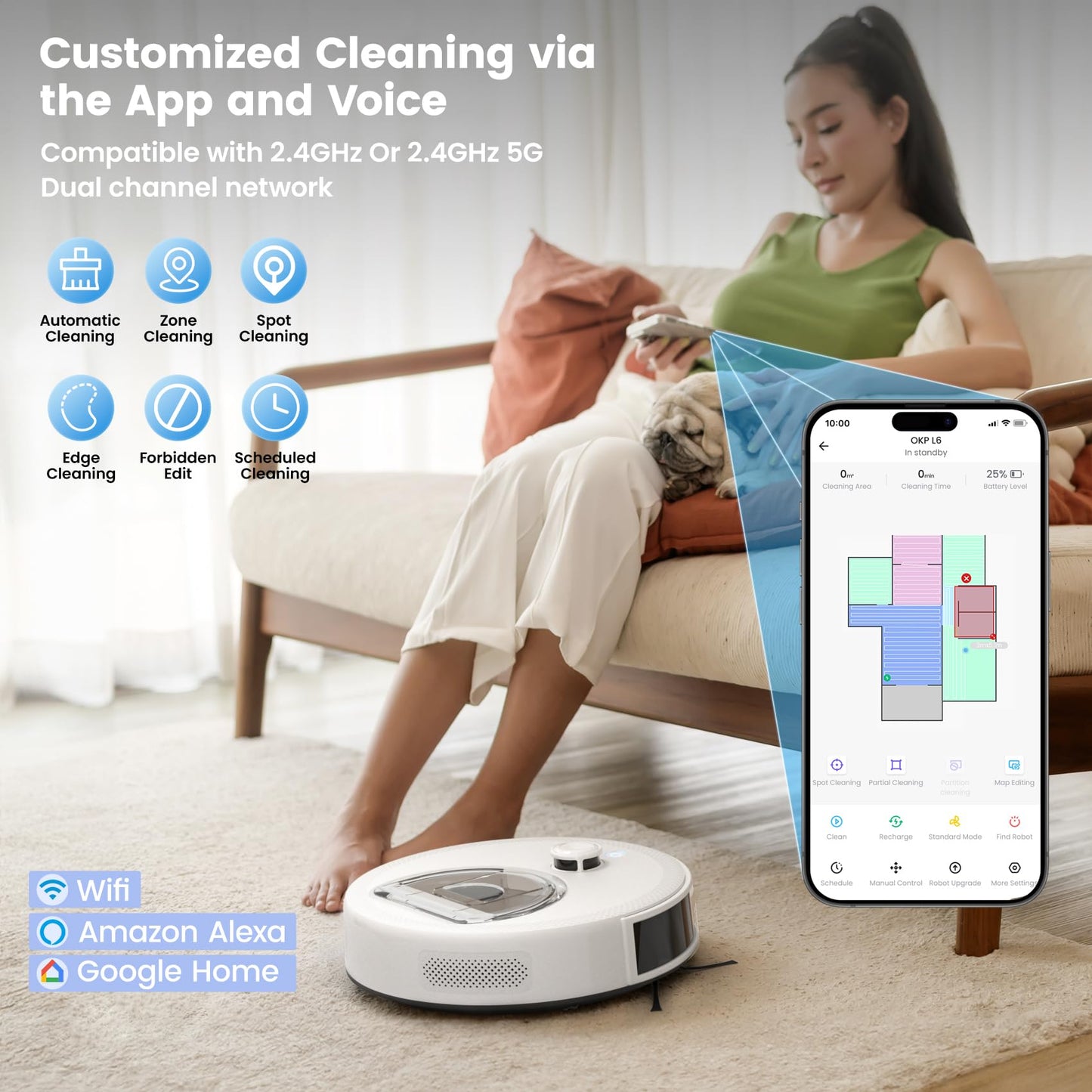 OKP Life K2 Robot Vacuum Cleaner 1800 mAh, Blue