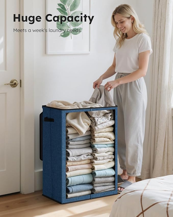 SOLEDI Laundry Hamper with Lid 130L Large & Tall Collapsible Laundry Basket