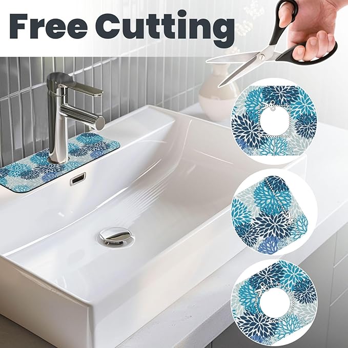 Medallion Dahlia Pinnata Floral Bobo Blue Pink Turquoise Grey Kitchen Sink