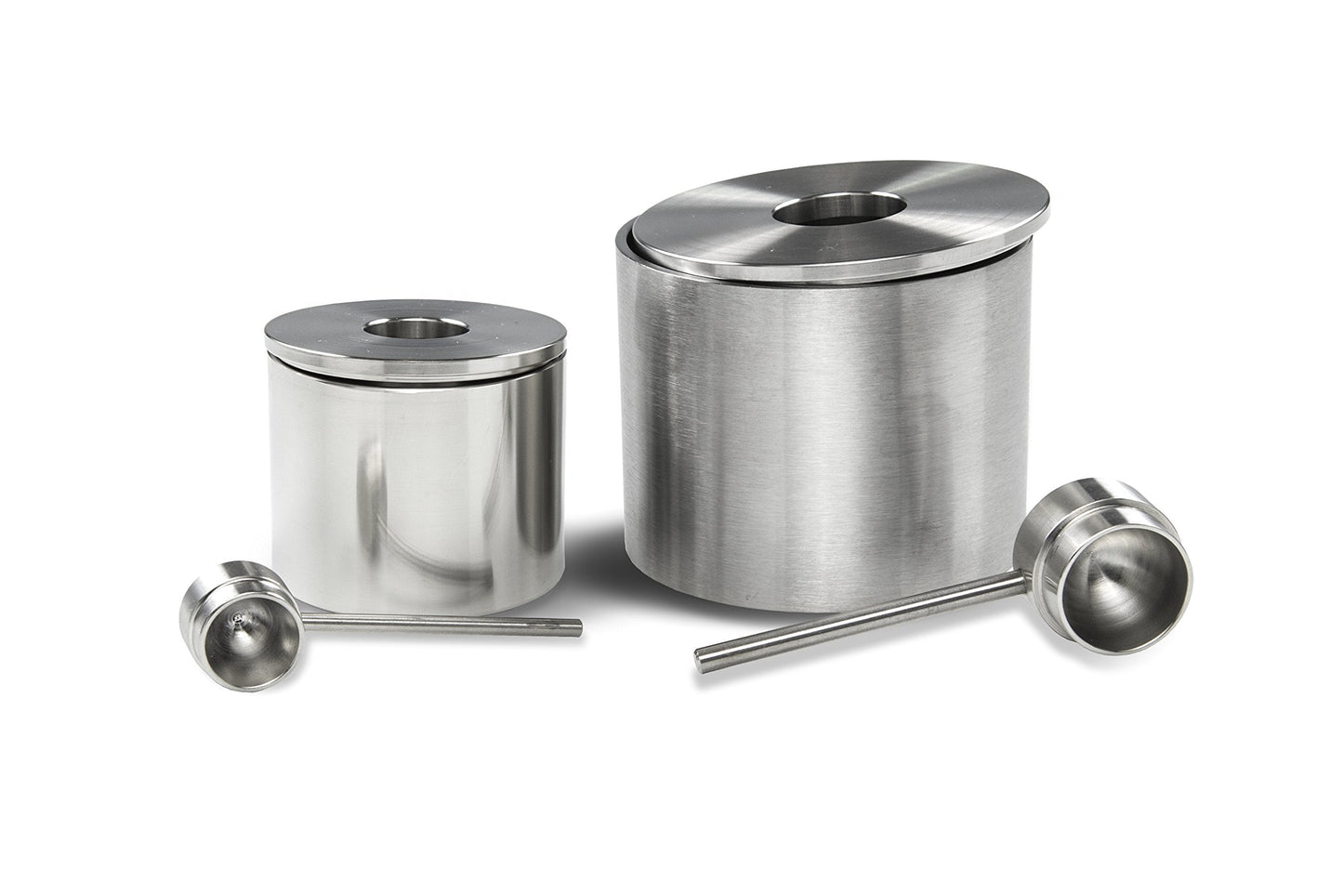Grind Gourmet Salt Cellar, Spice Jars Stainless Steel, Storage Spice Jars With Spoon Solid Stainless Steel Holder (1.58", Silver)