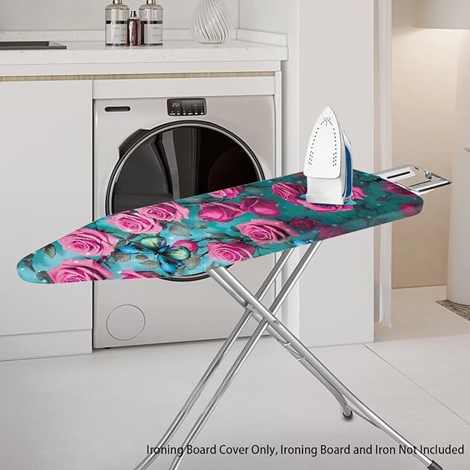 Pink Rose Ironing Board Cover and Pad Heat Reflective Stain Resistant Iron