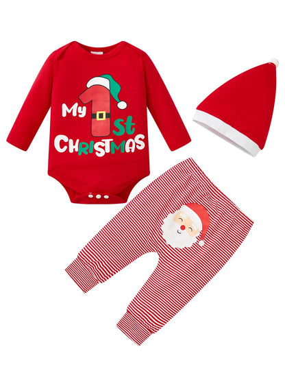 RETSUGO My First Christmas Baby Clothes Baby Boys Girls 1st Xmas Outfit Newborn Infants Long Sleeve Romper and Pants Set 3-6 Months/2125