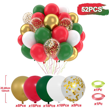 Patimate Red and Green Christmas Balloons Set, 50 pcs 12 inch Metallic Gold Green Red White Confetti Latex Balloons Kit for Christmas Grinch Birthday Party Decorations