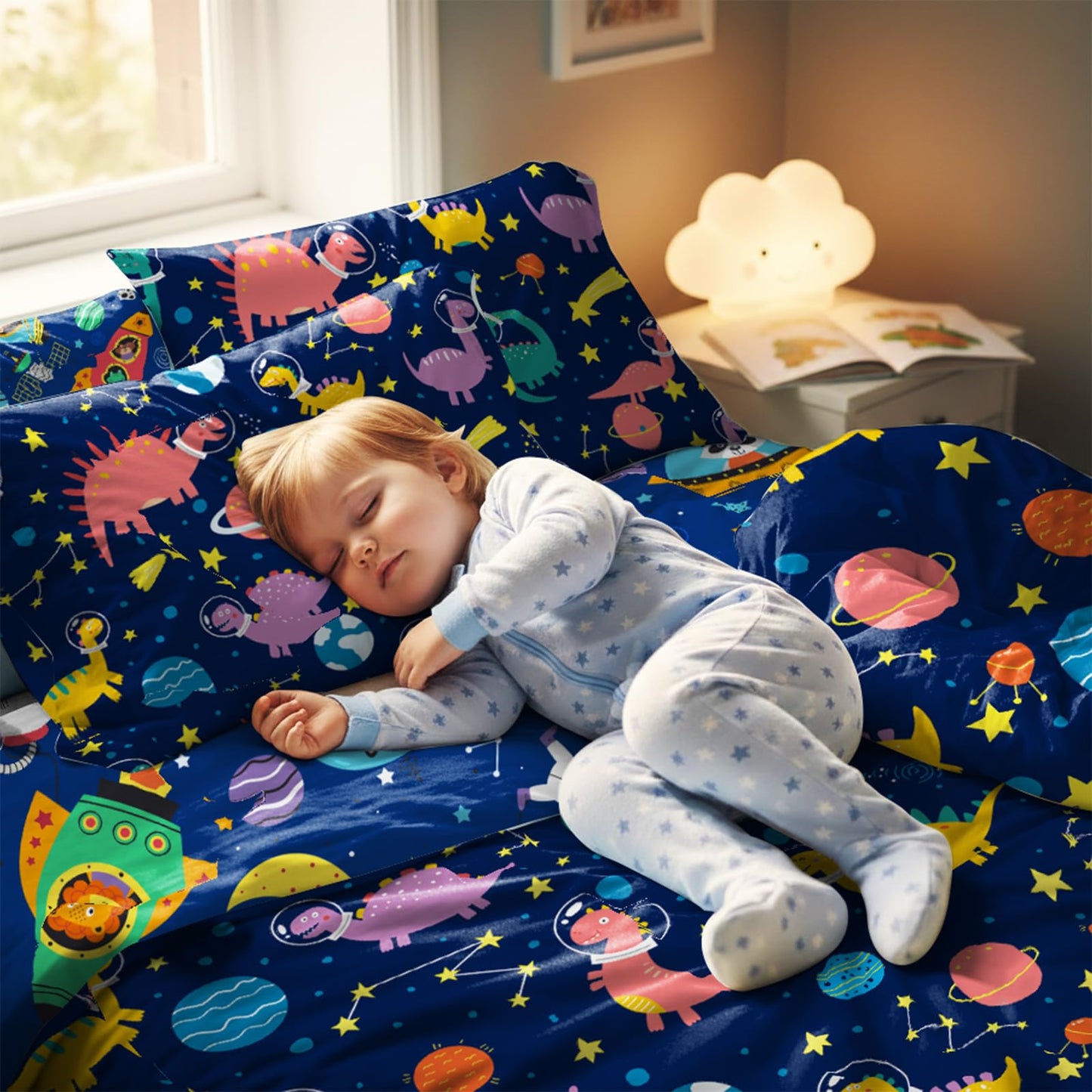 Mfmiudole Dinosaur Twin Bedding Sets for Boys, 6 Piece Bed in a Bag, 3D Dinosaur Comforter Set for Girls & Boys with Comforter Sheets, Pillowcases & Shams, Lightweight, Breathable, Easy Care