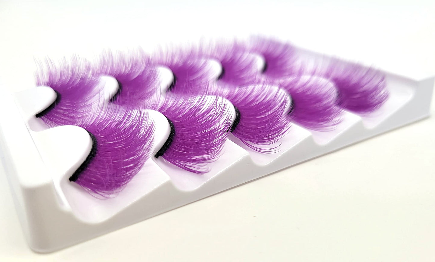 MISSLADY Colored Lashes 3D Faux Mink Purple Eyelashes Strips (FM-307, 14-20mm, 5 Pairs)