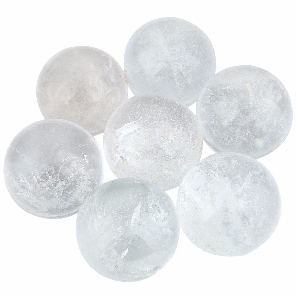 mookaitedecor Natural Rock Quartz Crystal Ball with Wood Stand, Healing Crystals Sphere Sculpture Home Decoration, 1.55"-1.75"