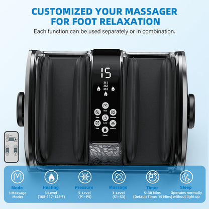 FSA Eligible HSA Items, Shiatsu Foot Massager for Neuropathy and Pain Relief, 3 Heat Therapy, 5 Intensity Deep Kneading, Rolling for Calf-Feet-Arm Relaxation, Plantar Fasciitis
