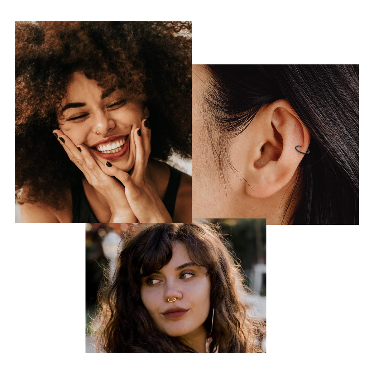 GAGABODY Nose Hoop Surgical Steel Seamless Septum Clicker Septum Ring 8mm Septum Jewelry Gold Nose Rings 18 Gauge Nose Ring Hoop 18g Cartilage Earring Lip Rings Helix Earrings Nose Piercing Jewelry