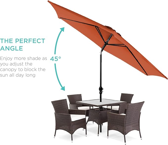 Best Choice Products 10ft Outdoor Table Compatible Steel Polyester Market Patio Umbrella w/Crank and Easy Push Button Tilt