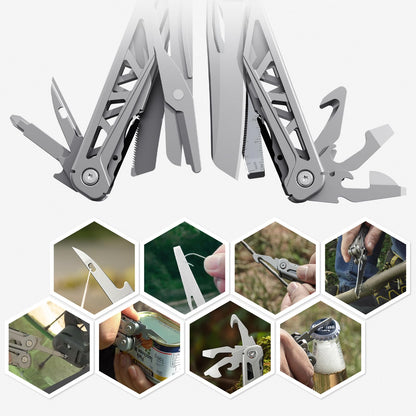 PERWIN Multitool, 17-in-1 Stainless Steel Multi Tool Pliers with Self-Locking, Pocket Knife, Nylon Sheath, Professional (EDC) Multi-Tool for Survival, Camping and Hunting, Hiking, Gifts for Men