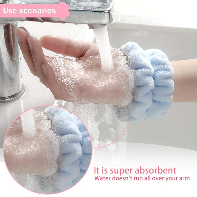 2pcs Wrist Bands for Washing Face, Microfiber Face Washing Wristbands, Arm