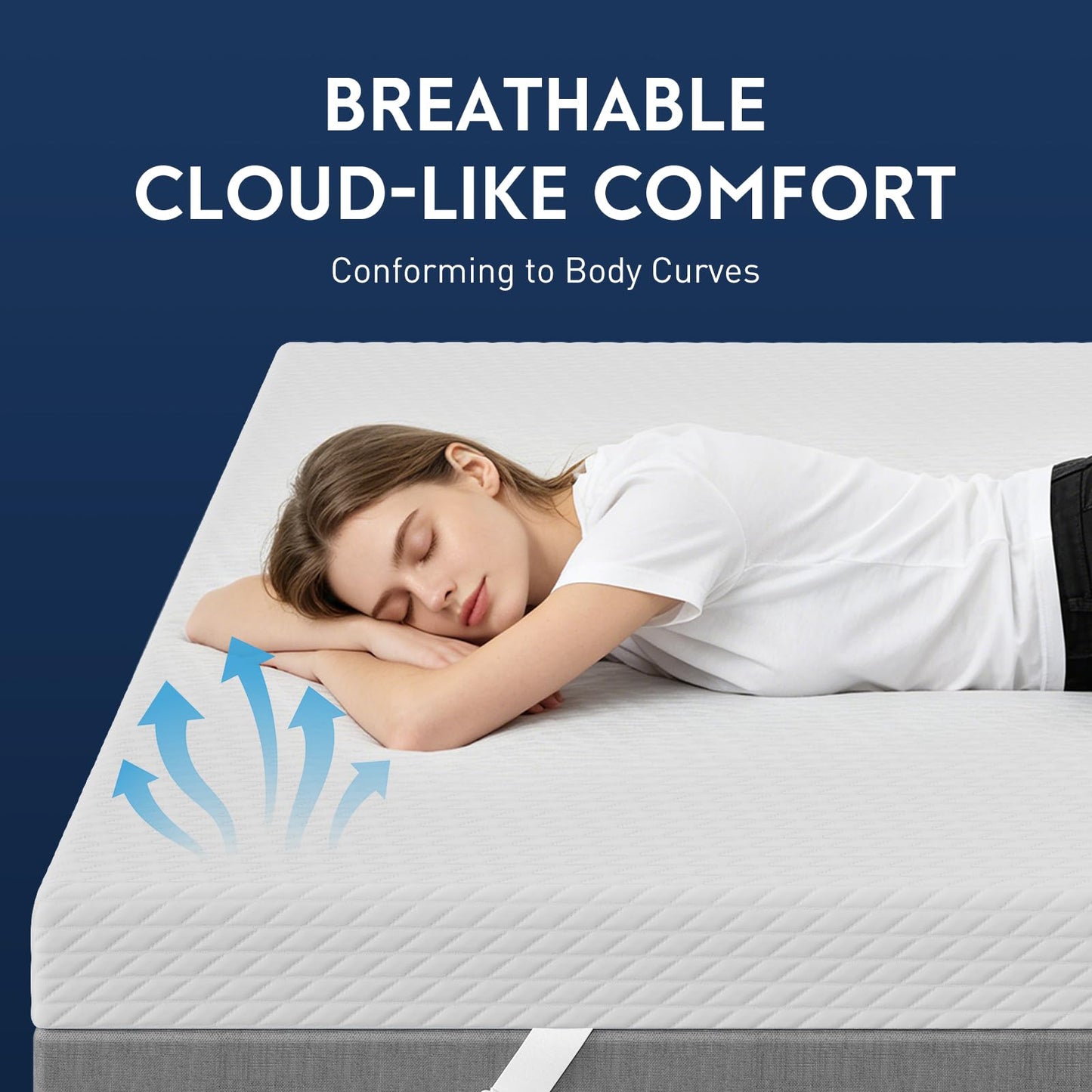 2 Inch Cooling Gel Memory Foam Mattress Topper King - Cooling Ice Silk Removable & Washable Cover, Mattress Topper for Back Pain Relief, Adjustable Strap & Non-Slip, CertiPUR-US Certified