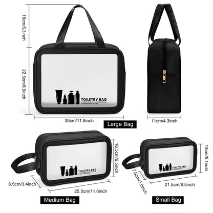 Toiletry Bag MAANGE 3 PCS Clear Travel Toiletries Bag Wash Bag Translucent PVC Waterproof Makeup Bag with Zipper Toiletry Bags for Women Men(Black)