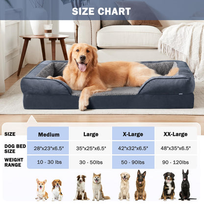 JOEJOY Extra Large Dog Bed, Orthopedic Memory Foam Dog Beds, Washable Dog Bed, Grey, Fits up to 90lbs, Good for Golden Retriever, Labrador，German Shepherd，Samoye，Rottweiler