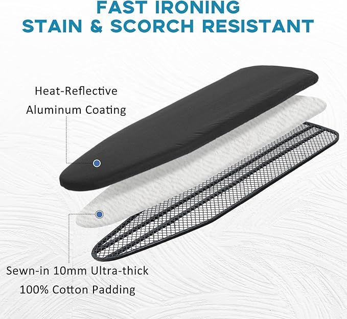 Iron Board Cover with Padding, Extra Thick Heavy Duty Aluminum Coated Ironing