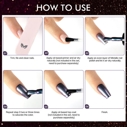 Morovan Fingernail Nail Polish Set: Holographic Metallic Lacquer Air Dry Nail Polish Regular Nail Pack 0.27oz Glitter Finger Nail Bulk Toenail Polish Kit Halloween Fall Gift for Women