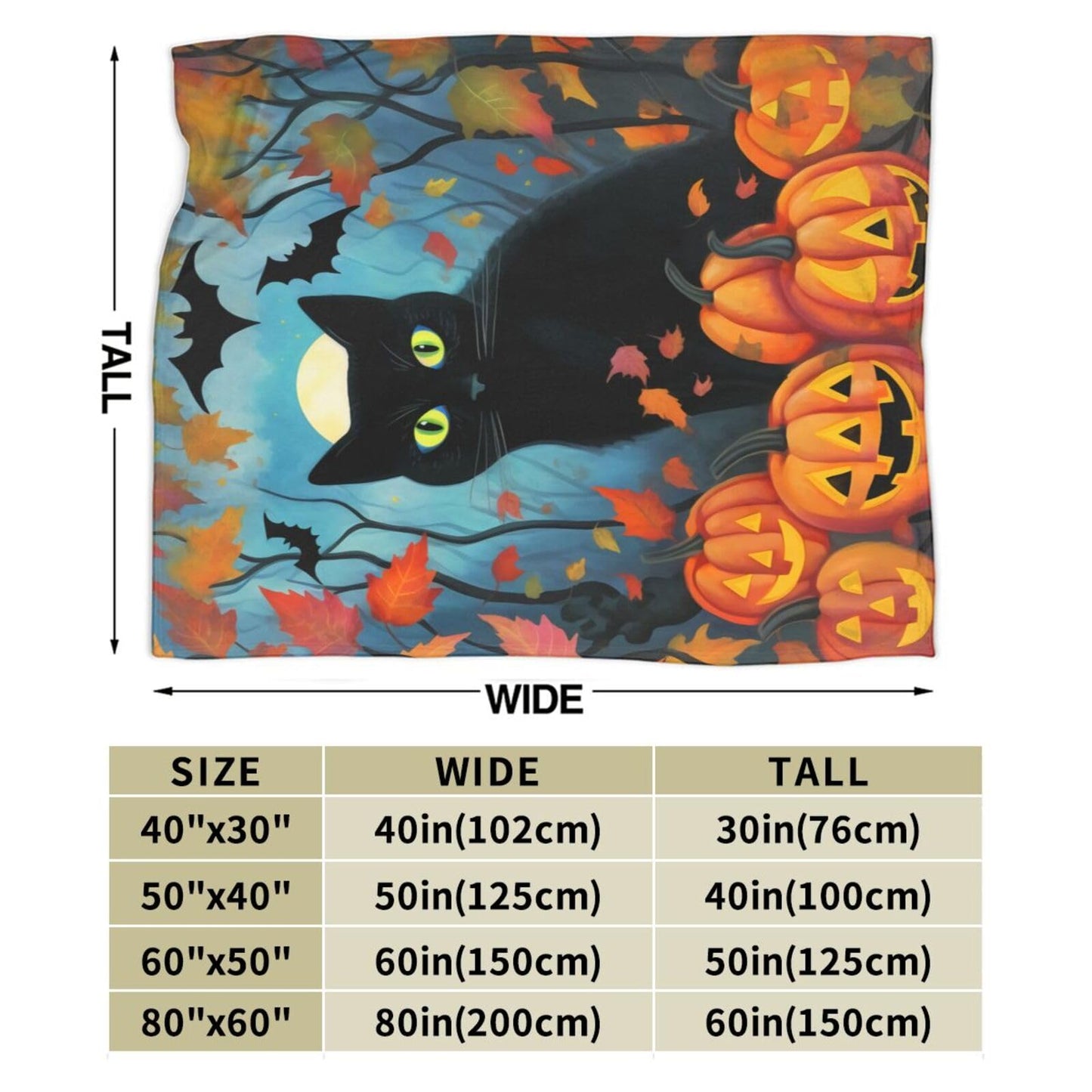 Ouqiuwa Black Cat Throw Blanket Halloween Pumpkin Plush Microfiber Flannel Fleece Blanket 50"x40" for Bed Sofa Couch Camping Travel