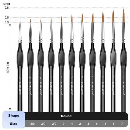 Detailing Paint Brush, 11 Pcs Miniature Paint Brushes with Triangular Handles, Art Paint Brushes for Acrylic Painting, Model, Face, Figurine, Watercolor, Oil, Paint by Numbers Kit for Adults
