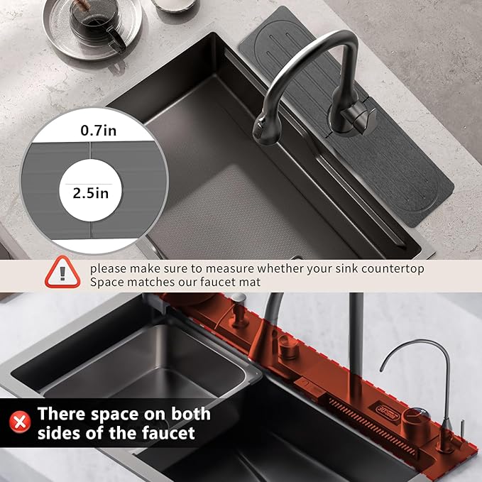 Stone Faucet Mat for Kitchen Sink, Diatomite Fast Drying Absorb Moisture Tray