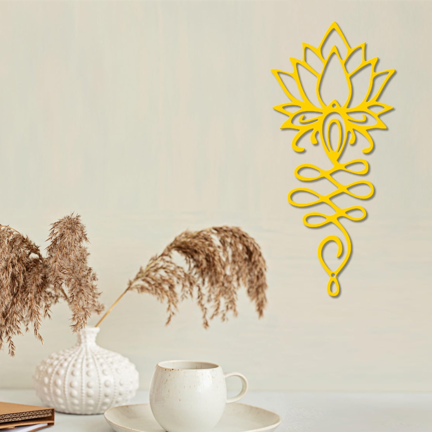Xedatric Lotus Flower Wall Decor – Gold Metal Yoga Wall Art with Lotus Design, Spiritual Home Décor Sculpture for Meditation Spaces, Living Room, Bedroom, Office