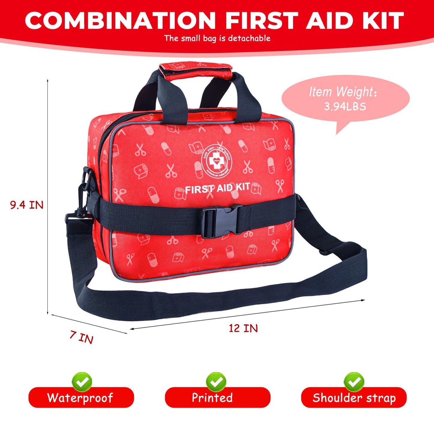 All-in-One Premium 530 Piece Emergency First Aid Kit, Large Medical Kit for Home, Car, Camping, Travel, Hiking, Sports & Outdoor