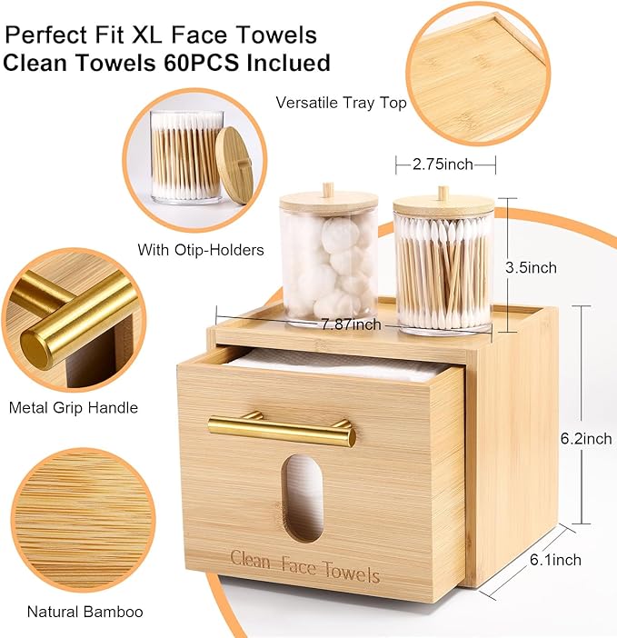 Disposable Face Towel Holder Bamboo Storage Box