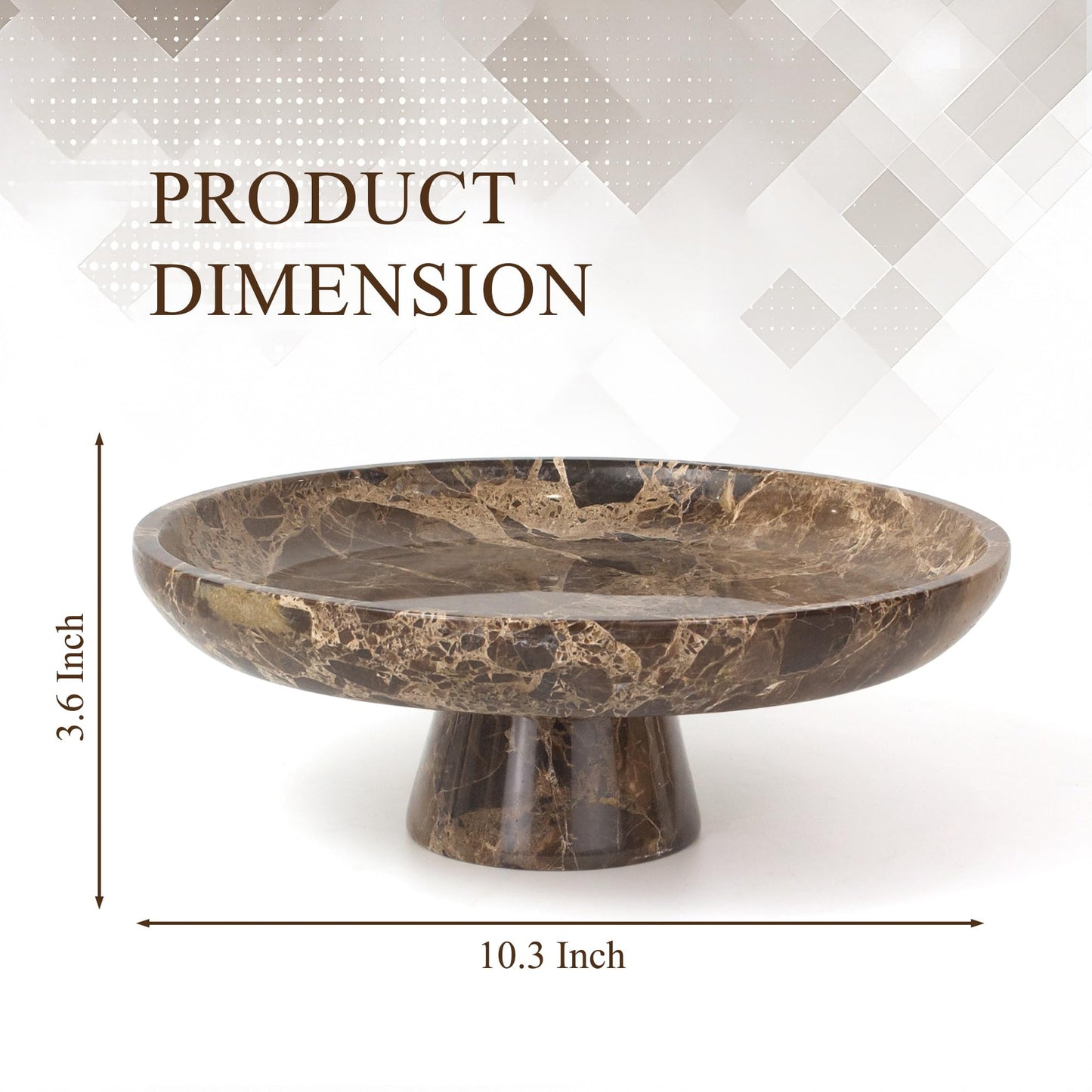 YMXYJM Natural Marble Fruit Bowl for Kitchen Counter 10.2", Large Decorative Bowl Pedestal for Home Decor, Fruits Holder For Dining Table, Brown
