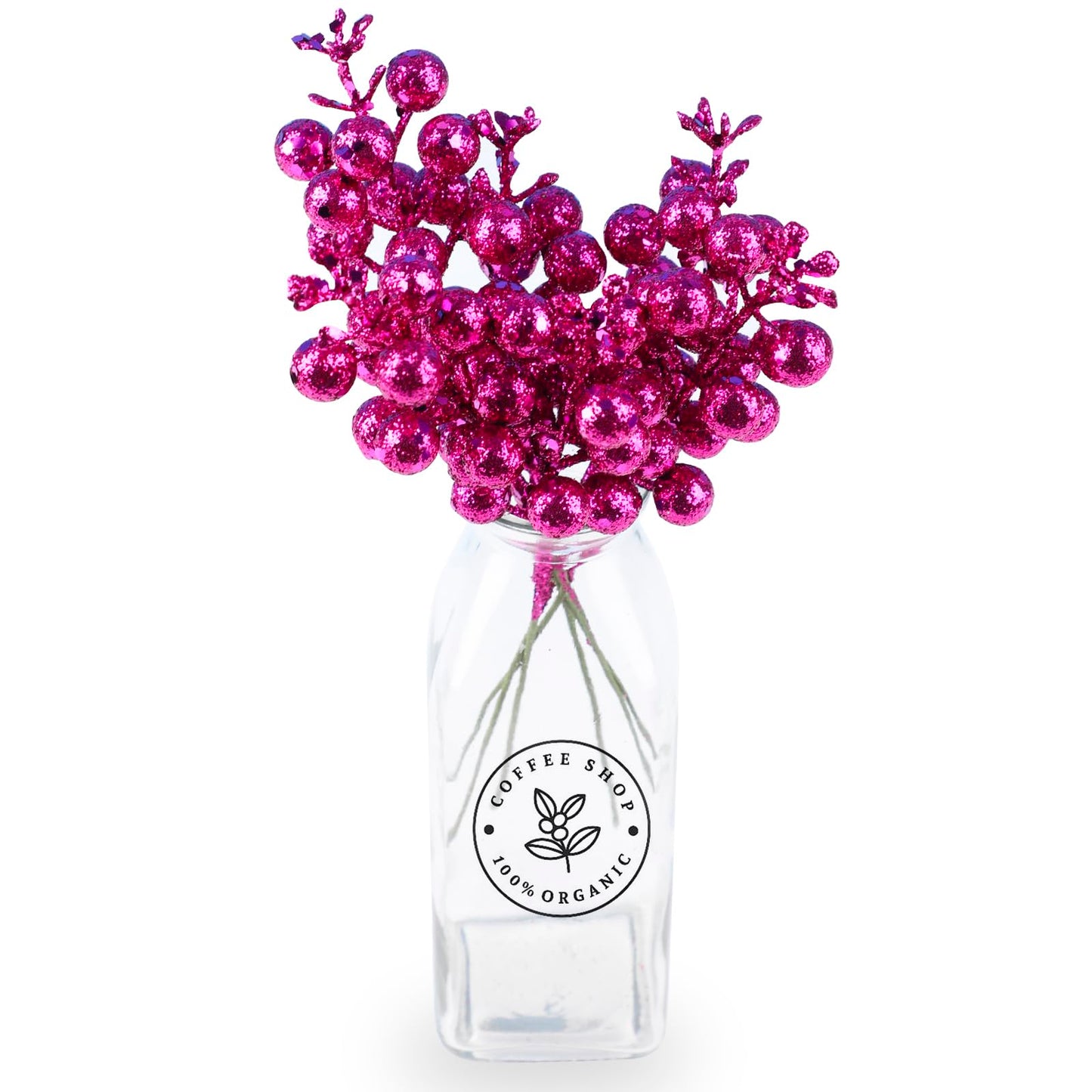 DIYASY Glitter Berry Stems for Christmas Tree Ornaments,20Pcs Red Violet Picks and Sprays Artificial Branches Xmas Tree Filler Holiday Wreath Garland Decorations Home Décor 7.8 Inch
