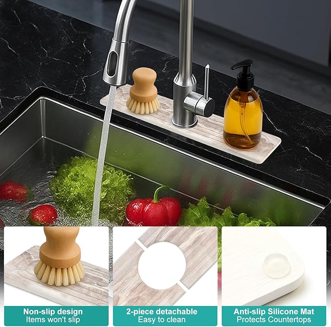 Small Diatomite Kitchen Sink Faucet Mat Water Absorbing Stone Tray Quick Drying