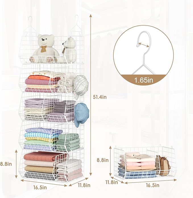 5 Tier Extra Large Closet Hanging Shelves