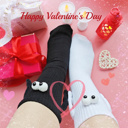 SUUYOO Magnetic Hand Holding Socks, Funny Socks for Women Men, Crazy Silly Sock for Kids, Cute Couple Friendship Sister White Elephant Novelty Gifts
