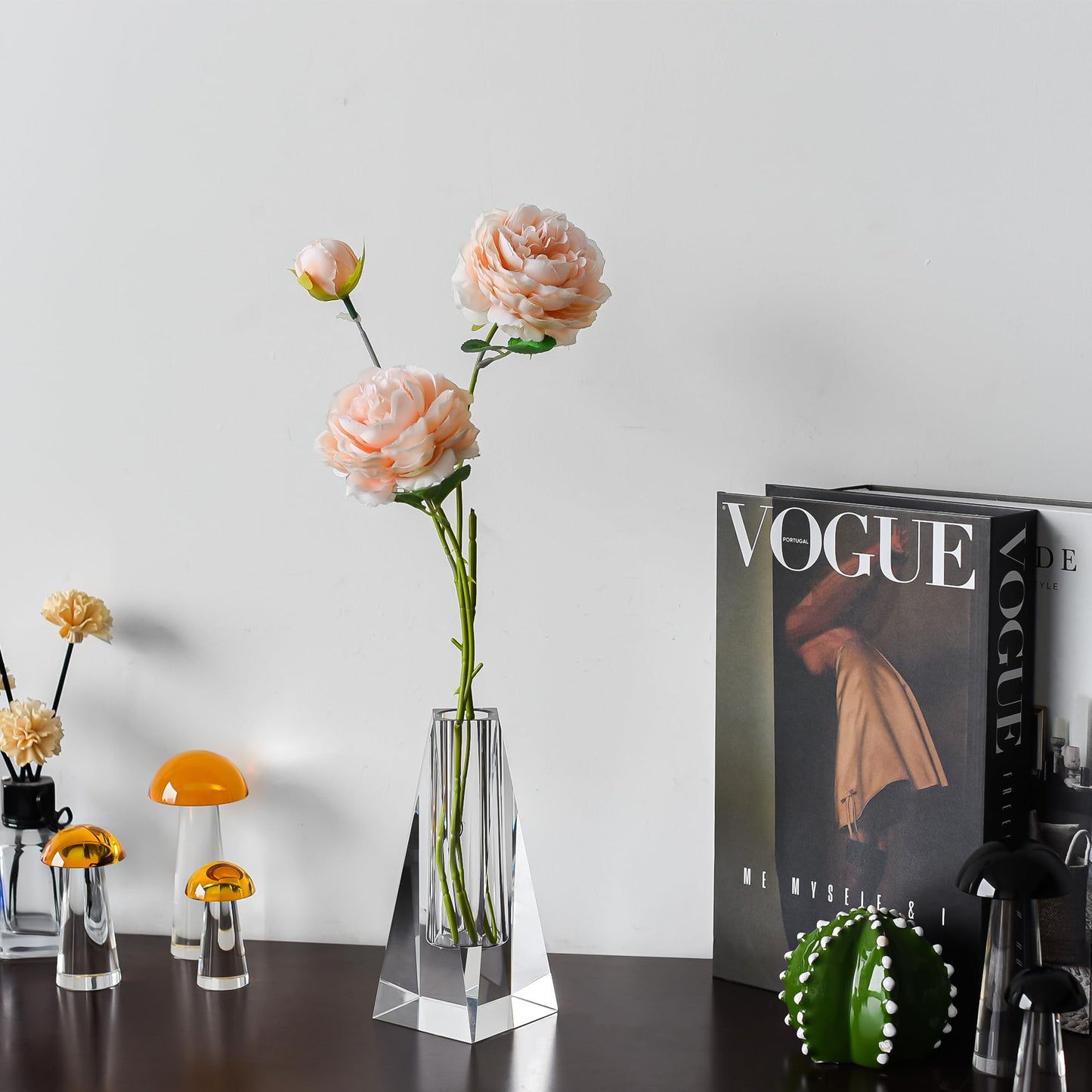 Kitcom Small Crystal Flower/Bud Vase 6.3Inch, Elegant Floral Display for Home & Weddings, Comes with Gift Box