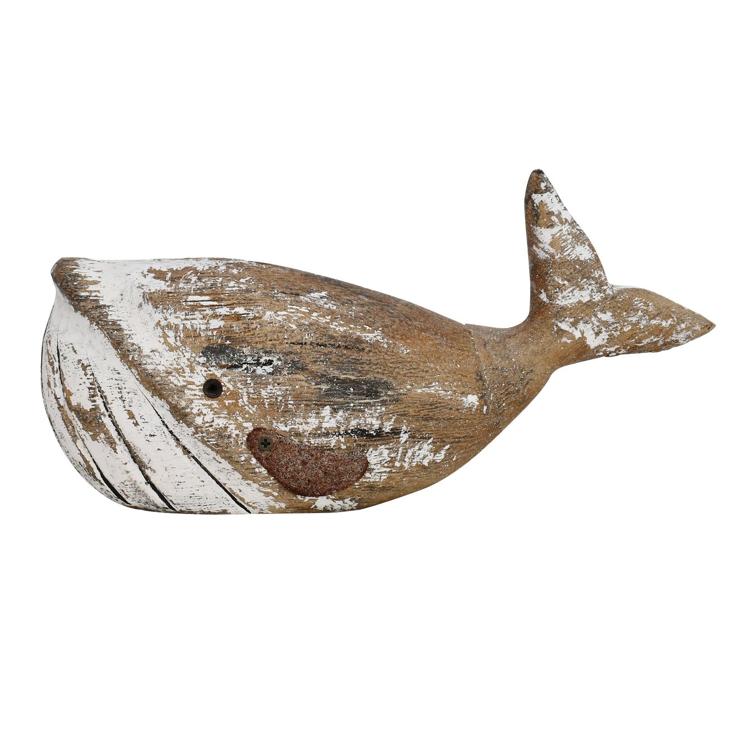 K KILIPES Wood Whale Statue Beach Table Decor for Home, 4.9" H Rustic Hand Carved Wood Sculpture Whale Figurine Coastal Centerpiece Nautical Ocean Decorations