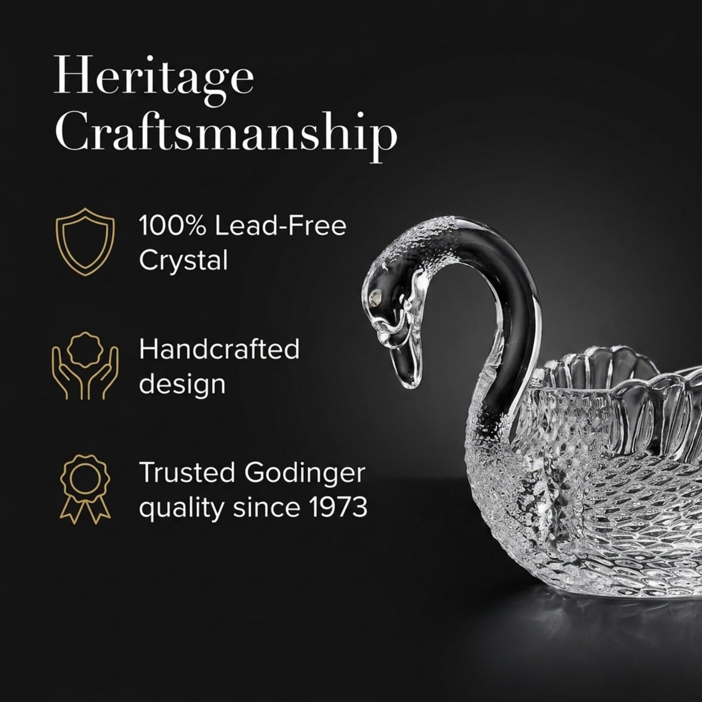 Godinger Swan Centerpiece Bowl Crystal Giftware