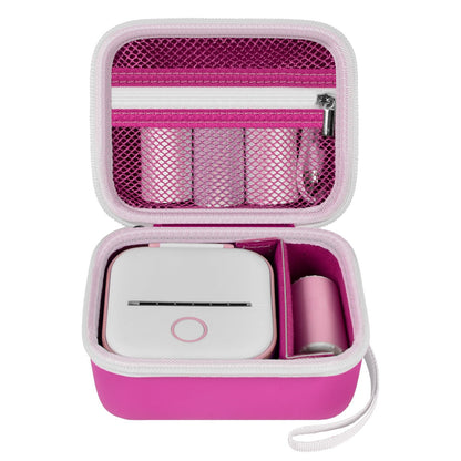 ANKHOH Label Maker Case for Memoking T02/ for Phomemo M02/ M02S/ M02 Pro/ Q30S/ for Ponek Mini Pocket Printer, Portable Sticker Printer Storage Holder Organizer Bag Paper&USB Cables, Box Only (Rose)
