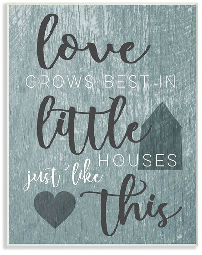 Stupell Industries Love Grows Best in Little Houses Grey Illustration Wall Plaque, 10 x 15, Design by Artist Daphne Polselli