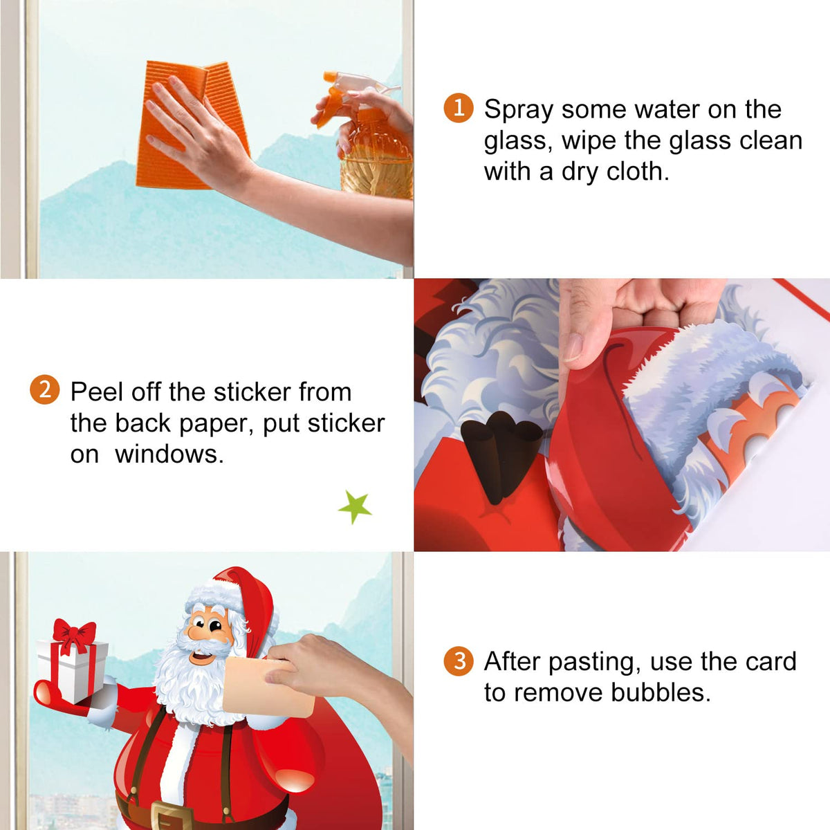 DIY Christmas Windows Clings Stickers Wreath Snowflakes Large Santa Claus Xmas Tree Wall Window Door Mural Decals Static Sticker for Office Winter Party Decorations (11 Sheets)