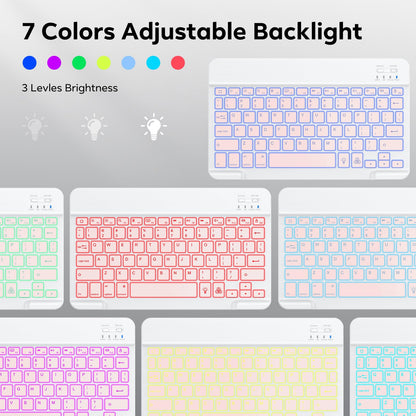 OMOTON Bluetooth Keyboard, Backlight Wireless Rechargeable Keyboard for iPad, iPad Pro, iPad mini, iPad Air with Illuminated LED (White)