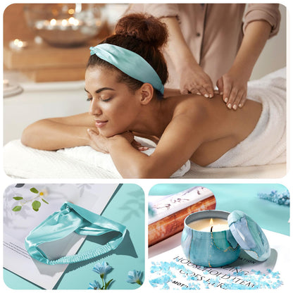 YFONG Gift Baskets for Women, 12PCS Get Well Gifts for Her, SPA Gift for Mom, Wife, Girlfriend, Friends, Blue Happy Birthday Gifts Set, Relaxing Self Care Gifts for Christmas Day - Ocean