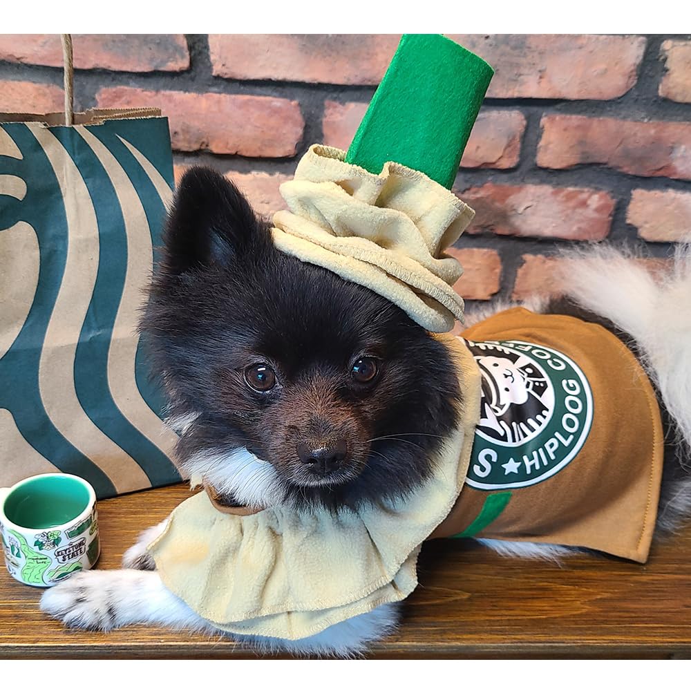 Dog Costume Clothes Latte Coffee Dog Halloween Costumes for Small Medium Dogs, Pet Cat Outfit Puppy Cosplay Outfit Christmas Party Special Events Photo Props Dress up Accessories