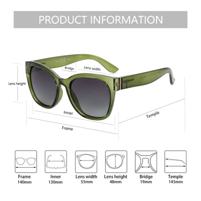 ZENOTTIC Cat Eye Polarized Sunglasses for Women - Oversized Sun Glasses UV400 Protection Retro Shades Designer Style