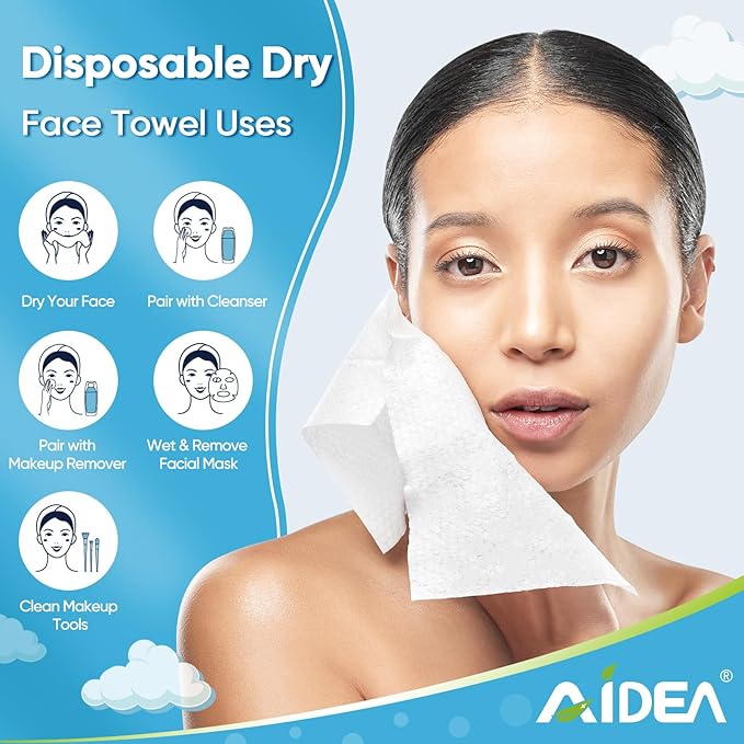 AIDEA Face Towels Disposable-200Ct, Clean Facial Towels, Facial Cleansing Wipes