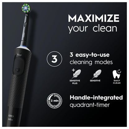 Oral-B Vitality Pro Electric Toothbrushes For Adults, 1 Handle, 1 Toothbrush Head, 3 Modes Including Sensitive Plus + Pro-Expert Toothpaste, 2 Pin UK Plug, Black