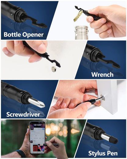 12 in 1 Tactical Pen, Self Defense Pen Multitool Gifts for Men, Stocking Stuffers for Adult, Cool EDC Gear- Christmas Birthday White Elephant Gifts for Dad, Husband, Boyfriend From Daughter Son Wife