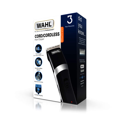 Wahl Cord/Cordless Hair Clipper, Gifts for Him, Rechargeable Cordless Clippers, Clipper Kit for Men, Rinseable Blades, Home Hair Cutting, Clippers with Guide Combs