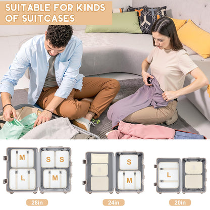 10 Set Packing Cubes for Travel, Luggage Organizer Bags with Hanging Toiletry Bag and Shoe Bag, Travel Packing Cubes for Carry on Suitcase Luggage Accessories Vacation Essentials (Beige)